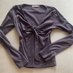 Elegant Purple Ribbed Women's Top